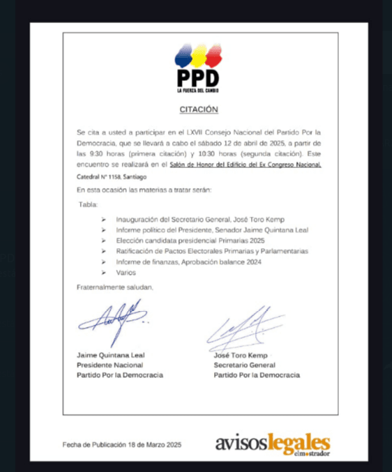 Convocatoria 67 Consejo Nacional